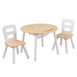 KidKraft Dřevěný set stůl s 2 židle - přírodní a bílá