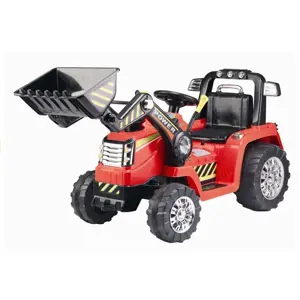 mamido Dětský elektrický traktor Power s radlicí červený
