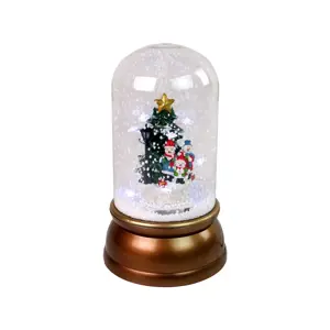 mamido Vánoční dekorace svítící sněžítko se sněhuláky zlatá
