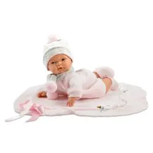 Llorens 38938 JOELLE - realistická panenka miminko se zvuky a měkkým látkovým tělem