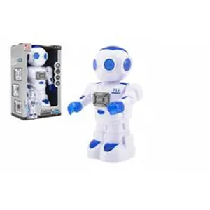 Teddies robot jezdící plast 27cm EN mluvící na baterie se světlem se zvukem v krabici 18x28x115cm