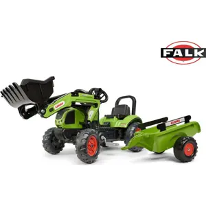 Šlapací traktor Claas Arion s nakladačem a vlečkou, Falk, W011259
