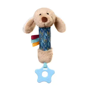 BabyOno plyšová hračka s pískátkem a kousátkem Dog Willy béžová