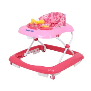 Produkt Dětské chodítko Baby Mix s volantem a silikonovými kolečky dark pink