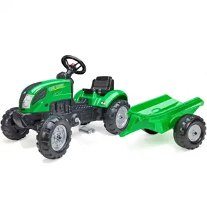 FALK šlapací zelený traktor + přívěs a klakson od 2 let s vlečkou