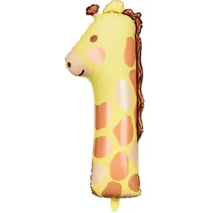 PartyDeco Balónek fóliový číslo 1 Žirafa 42 x 90 cm