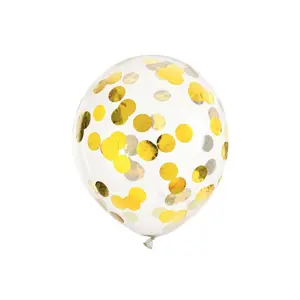 PartyDeco Balonky latex průhledné konfety zlaté hvězdy 30 cm