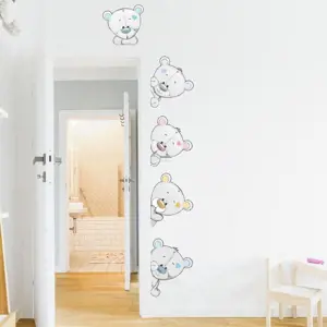 INSPIO dětské samolepky na zeď - Šedí plyšoví medvídci kolem dveří N.1 – VPRAVO OD DVEŘÍ