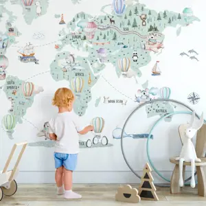 Produkt INSPIO samolepka na zeď - Dětská cestovatelská mapa