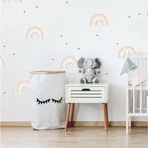 INSPIO samolepky na zeď pro holčičky - Pastelové duhy s puntíky