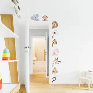 Produkt INSPIO samolepky na zeď - Zvířátka z dvora kolem dveří, samolepky pro deti N.2 - 9 ks od 14 do 29 cm doleva