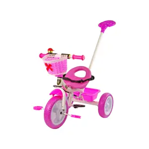 Produkt mamido Dětská tříkolka s vodící tyčí PRO100 růžová