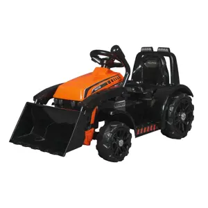 mamido Dětský elektrický traktor s radlicí oranžový