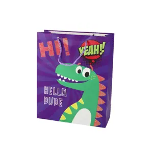 Produkt mamido Papírová dárková taška s dinosauřím motivem 32cm x 26cm x 10cm fialová