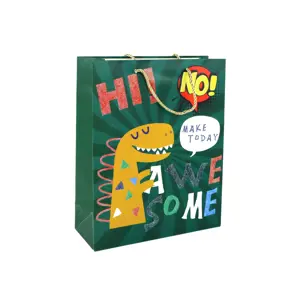 Produkt mamido Papírová dárková taška s dinosauřím motivem 32cm x 26cm x 10cm zelená