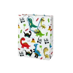Produkt mamido Papírová dárková taška s dinosaury 32cm x 26cm x 10cm bílá