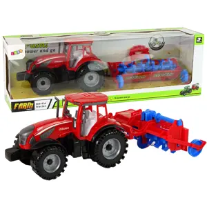Produkt mamido Traktor s třecím pohonem a pluhem červený
