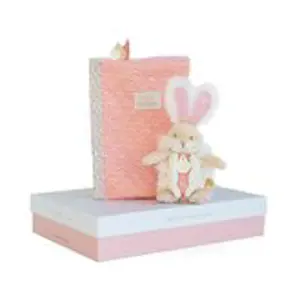 DouDou et Compagnie Paris dárková sada růžový králíček a pouzdro na plenky