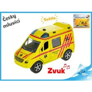 Mikro Trading Auto ambulance 11cm kov zpětný chod na baterie česky mluvící
