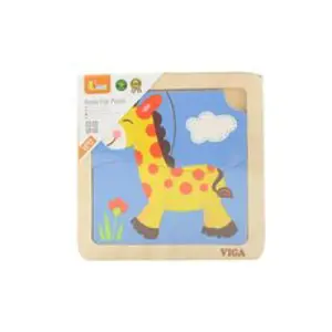 Viga Dřevěné puzzle 4 dílky - žirafa