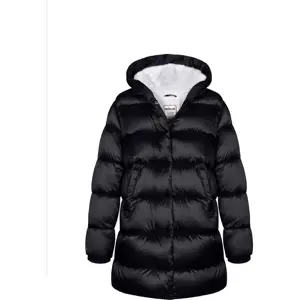 Kabát dívčí nylonový Puffa podšitý microfleecem, Minoti, 12COAT 2, černá - 98/104 | 3/4let