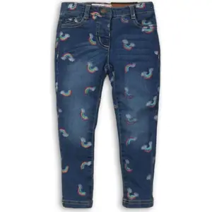 Kalhoty dívčí džínové s elastanem, Minoti, Unicorn 10, modrá - 98/104 | 3/4let